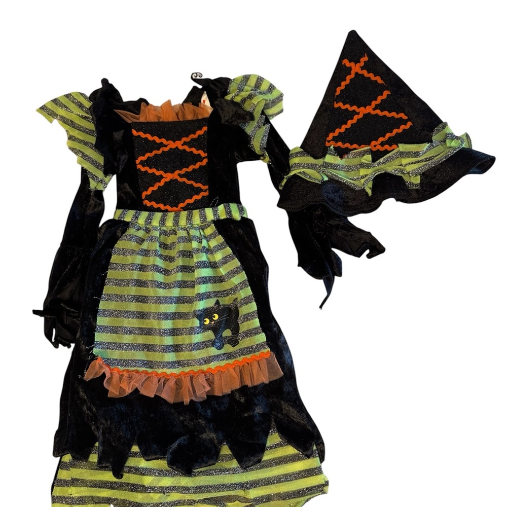 Disguise Story Book Witch Black Sparkle Long Sleeve Girls Costume Dress & Hat 2T